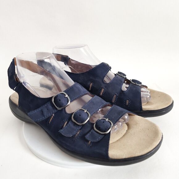 Clarks Shoes - Clarks Slingback Sandals Size 11‎ Saylie Medway Nubuck 3 Buckle Comfort Flats